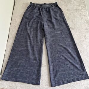 Karen Kane Wide Leg Pants Women's XL Linen Blend High Rise Boho Lagenlook Blue